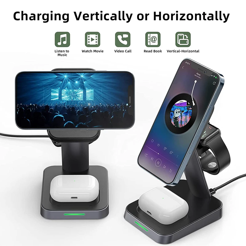 3 in 1 magnetic wireless charger stand for magsafe 15w fast charging station for iphone 13 12 pro apple watch 6 5 4 airpods pro free global shipping
