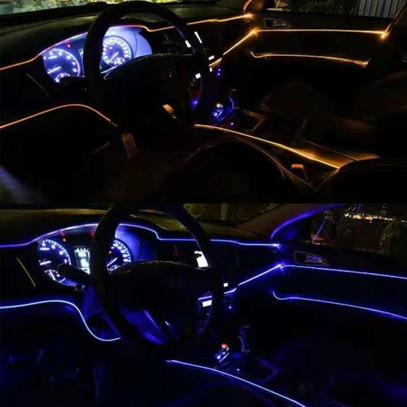 

12V Car Led Ambient Lights RGB Auto Interior Decorative Atmosphere Lamp APP Sound Control El Neon Flexible Strip Car Accessories