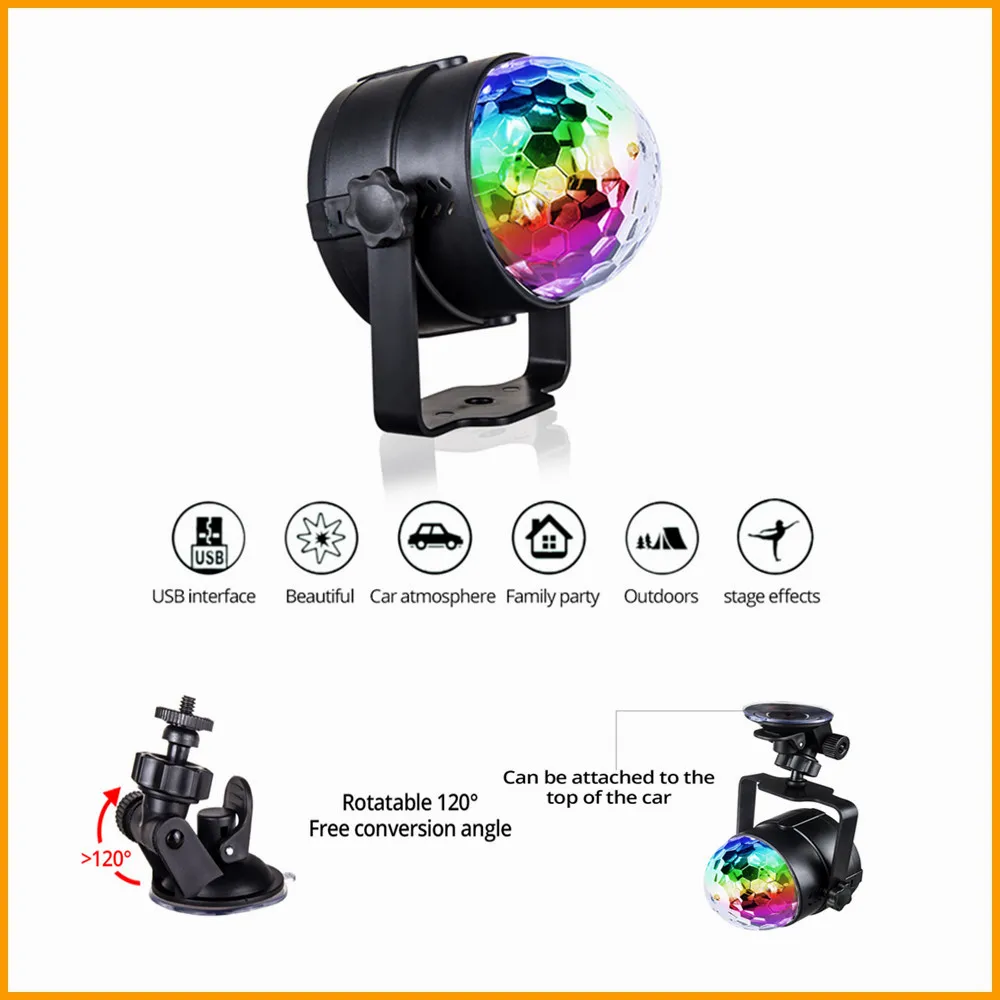 1 Набор 5V Автомобильное USB звук Управление диско светильник шар ing для автомобилей