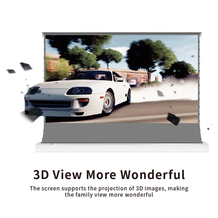 Экран VIVIDSTORM 120 дюймов S электрический роллабельный с натяжением вкладок 3D Obsidian Long Throw Ambient Light Rejecting для обычного проектора.