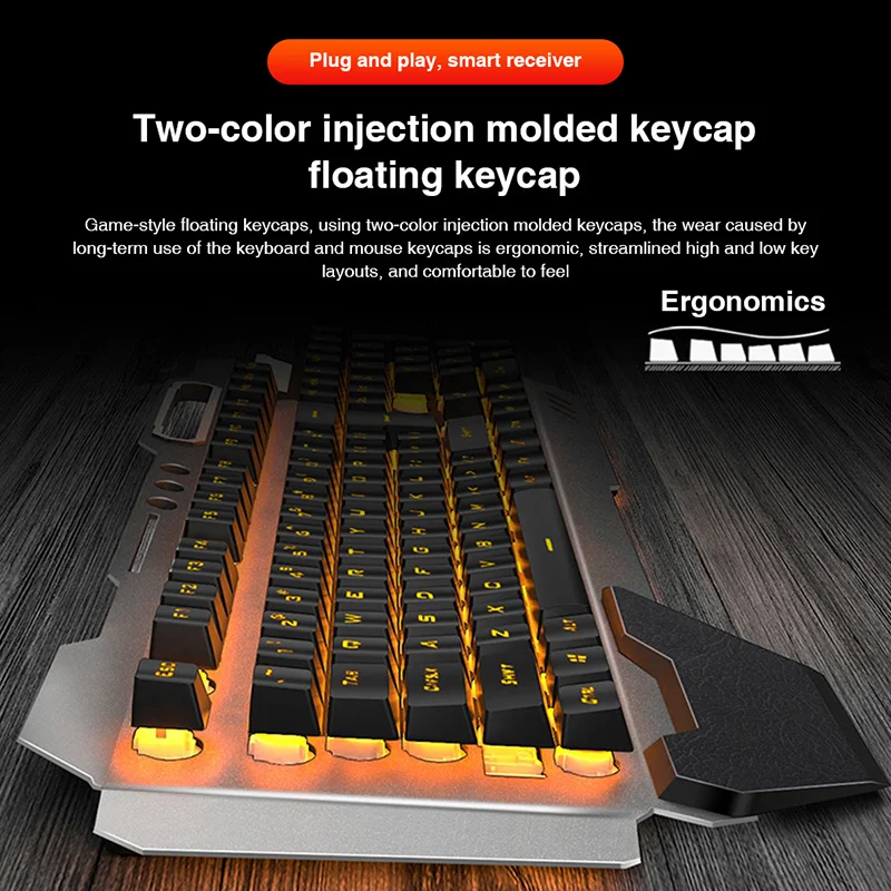 

RGB Backlight Mechanical Keyboard And Mouse Set Waterproof Wireless Keyboard For Gamer Computer 2400DPI Ergonomic Wireless Mouse