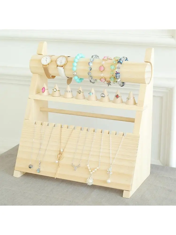 

Detachable Solid Wood Jewelry Storage Rack Organizer Hanging Necklace Bracelet Display Stand Holder