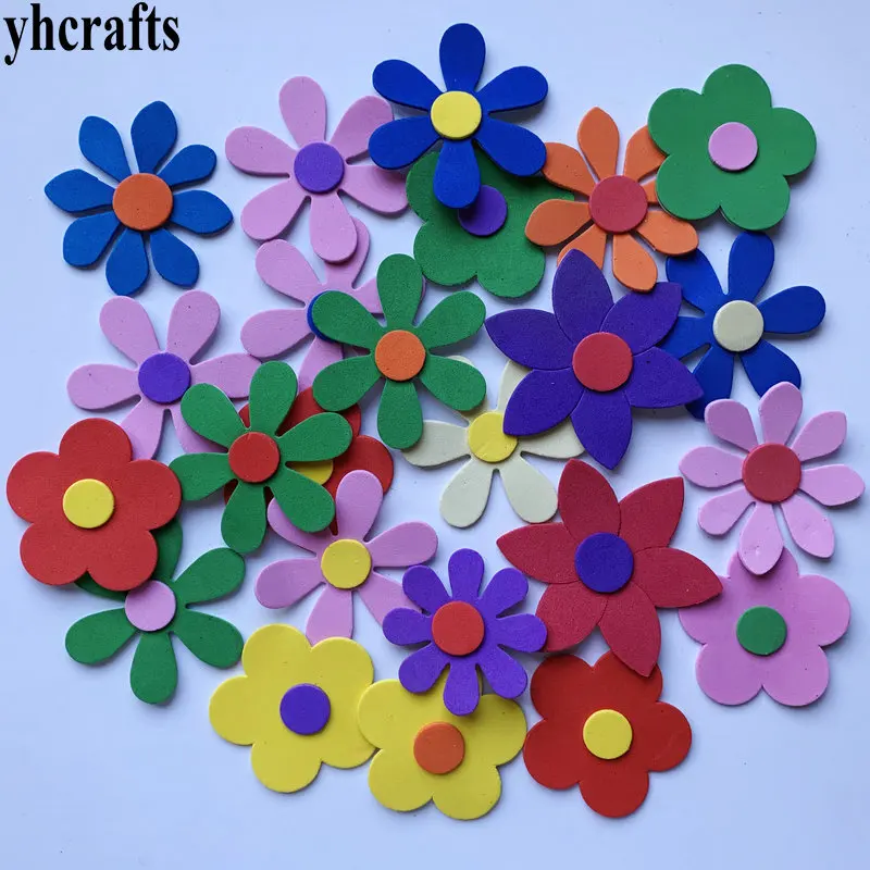 1bag/LOT,New flower foam stickers Baby room decoration Early learning educational toys Kindergarten crafts DIY Home decorative