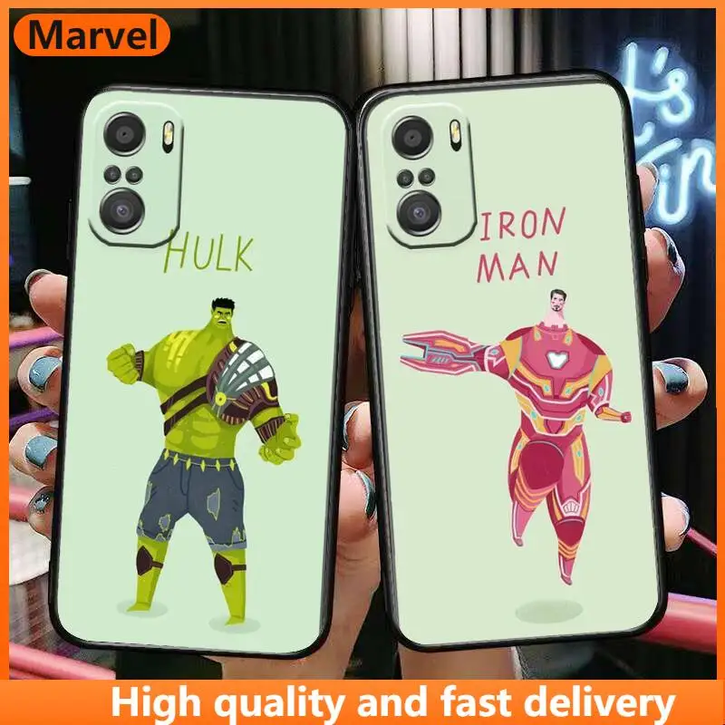 

Cute cartoon Marvel hero For Xiaomi Redmi Note 10S 10 9T 9S 9 8T 8 7S 7 6 5A 5 Pro Max Soft Black Phone Case