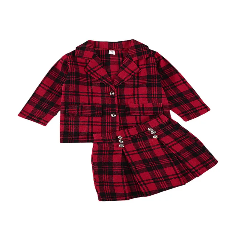 Комплект одежды для маленьких девочек Осенняя Детская одежда модная красная