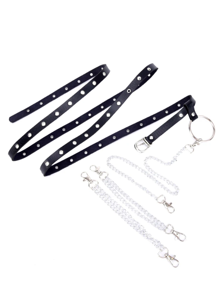 

Women Men Luxury Ladies Harajuku Gothic Belt Designer Punk Leather Black Ring Chain Buckle Dress Waist Belt Belts For Women Men