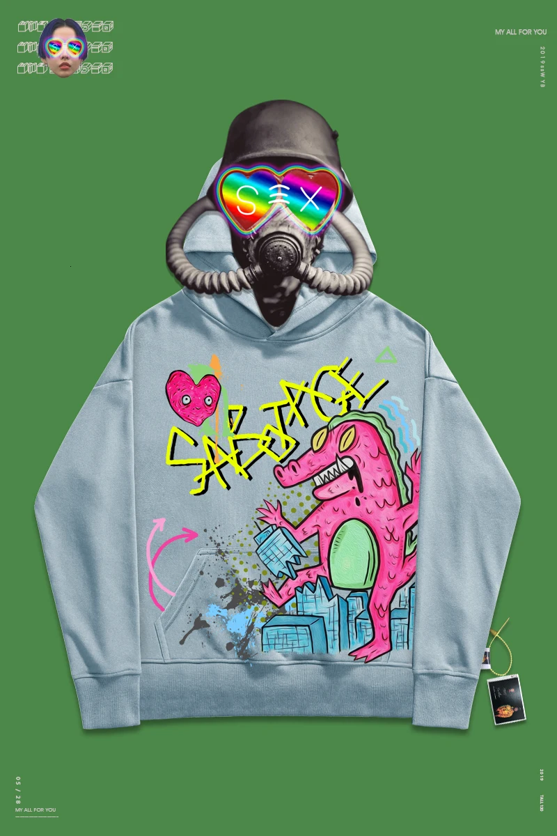 Детский свитер в стиле хип хоп творческий толстовки пара наклейки с принтом