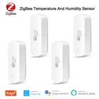 Датчик температуры и влажности Tuya ZigBee, комнатный гигрометр, термометр, детектор работает с приложением Alexa Google Home Smart life