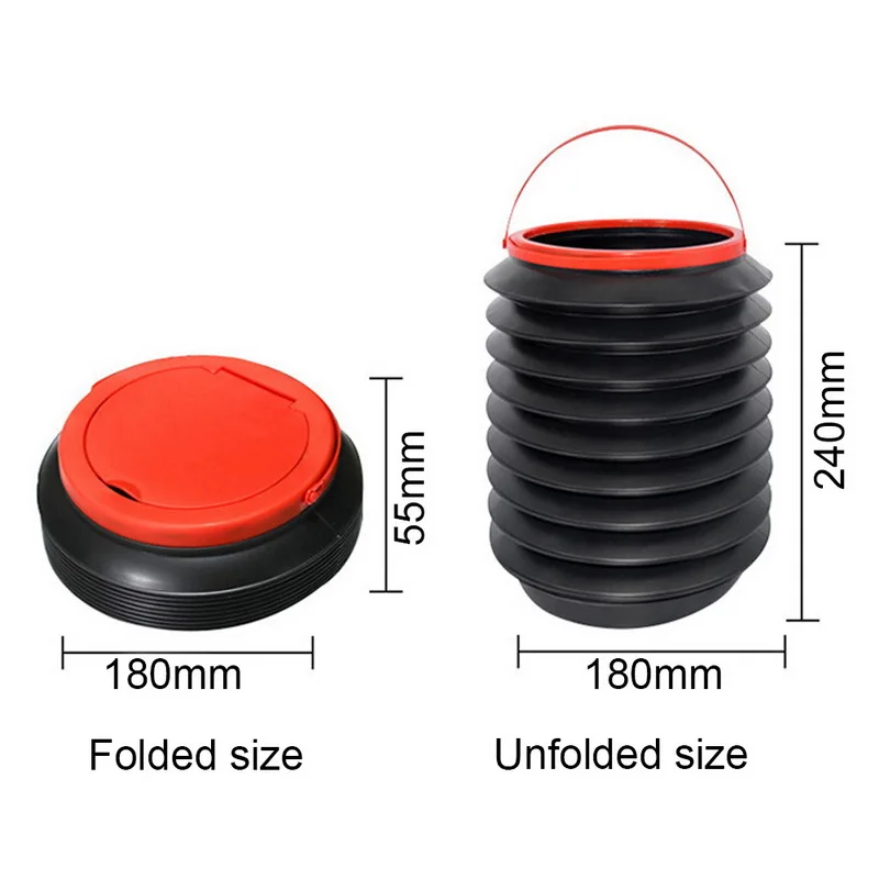 Автомобильное складное ведро для мусора объемом 4 л воды и рыбалки пластиковое