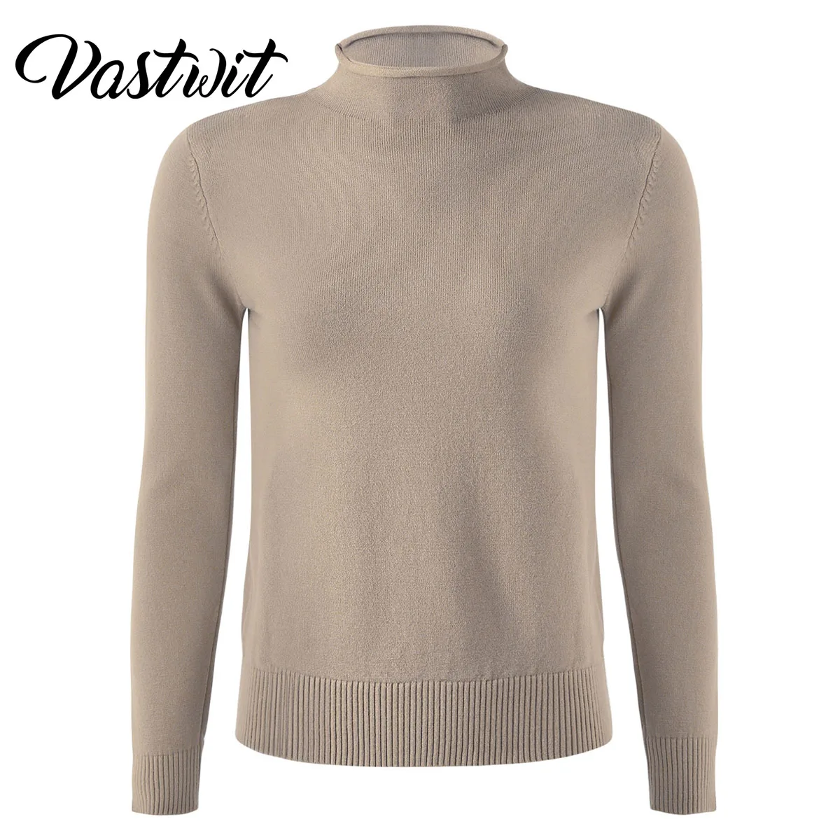 Women Knitted Bottoming Sweater Thermal Underwear Tops Basic  Half Neck Pullover Long Sleeve Threaded Cuffs Winter Loose Tops