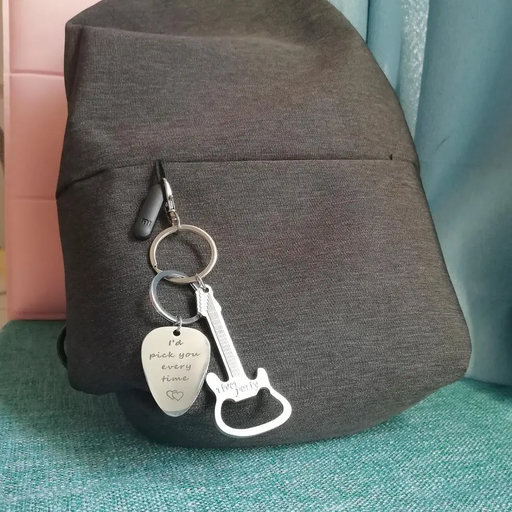 Нержавеющая сталь брелок Бутылка Консервный нож Гитара Выбрать