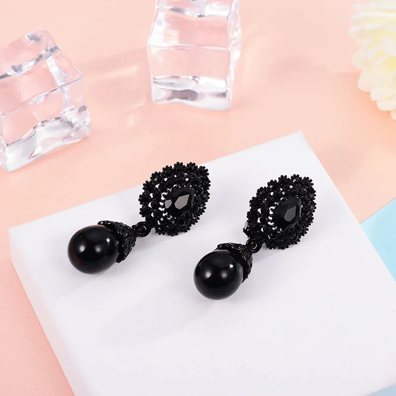 Женские винтажные серьги гвоздики MAIKALE длинные с крупным цветком и жемчугом