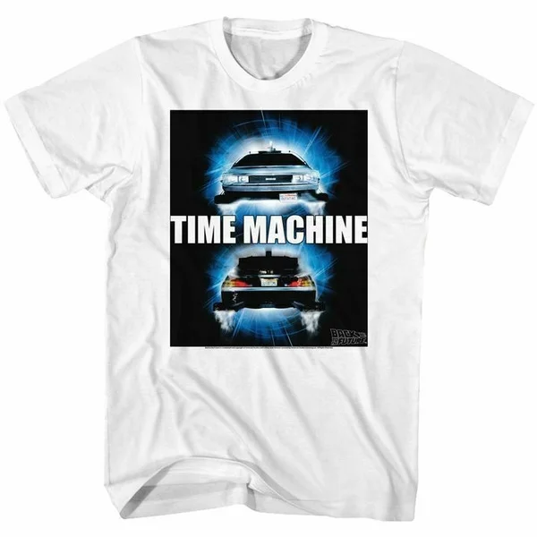 

Back to the Future Mens Short Sleeve T-Shirt White Time Travel Crewneck Tee