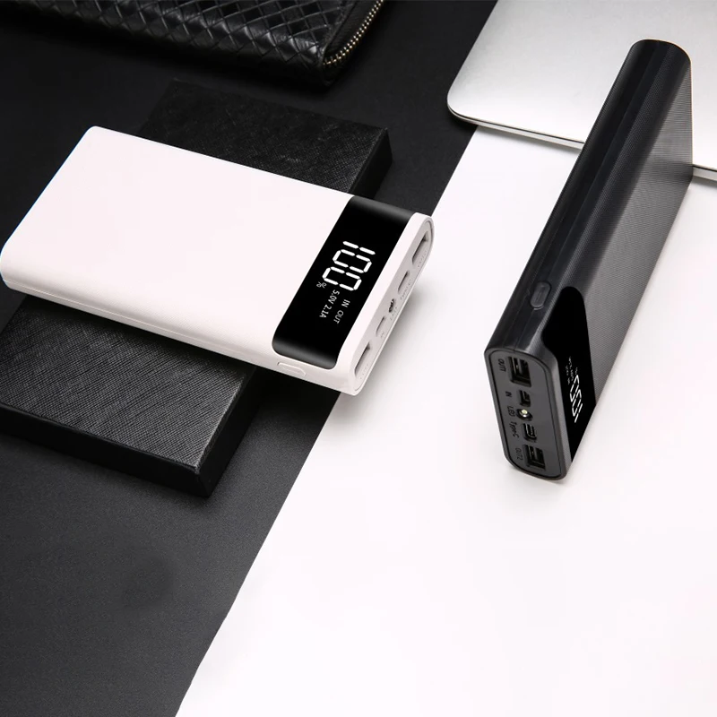 Двойной USB порт Micro type-C Внешний Аккумулятор Чехол 6*18650 чехол для батареи цифровой дисплей зарядная коробка внешняя оболочка - Цвет: White No Battery
