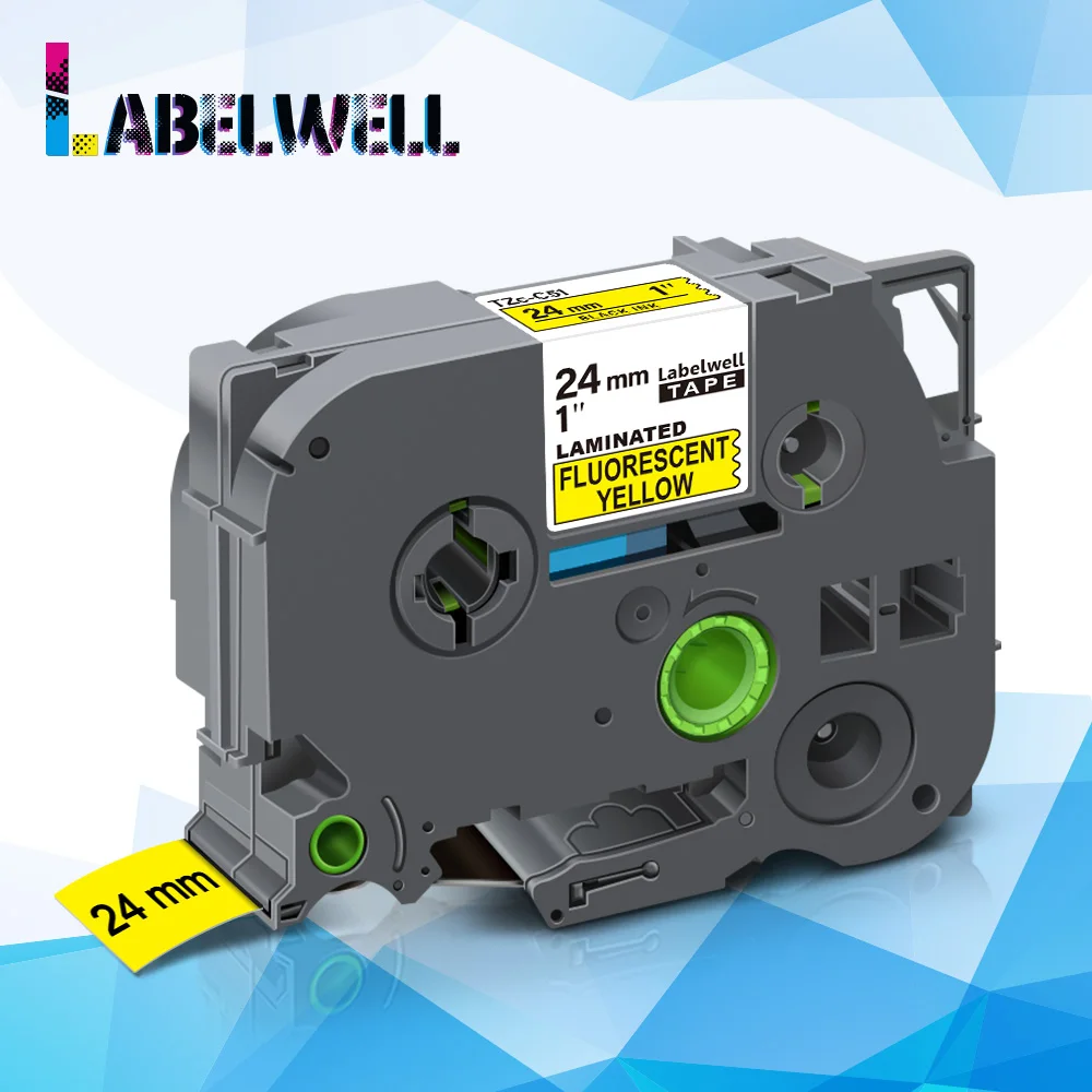 Labelwell 1 шт. 24 мм ламинированная этикетка лента совместимый для C51 флуоресцентные