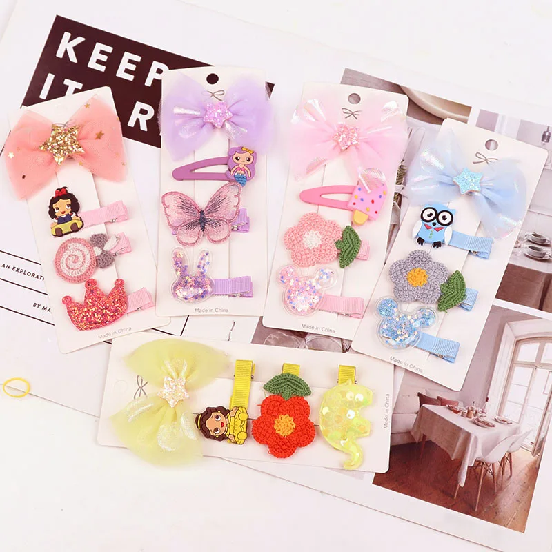 

1set Kawaii New Flower Hairpins Set Hair Clips Pin Barrettes Accessories for Children Girls Kids Headdress Headdress Headwear
