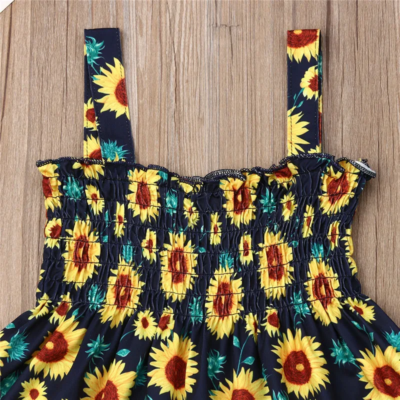 Топ на бретельках с принтом подсолнухов для девочек 2 шт. желтые плиссированные