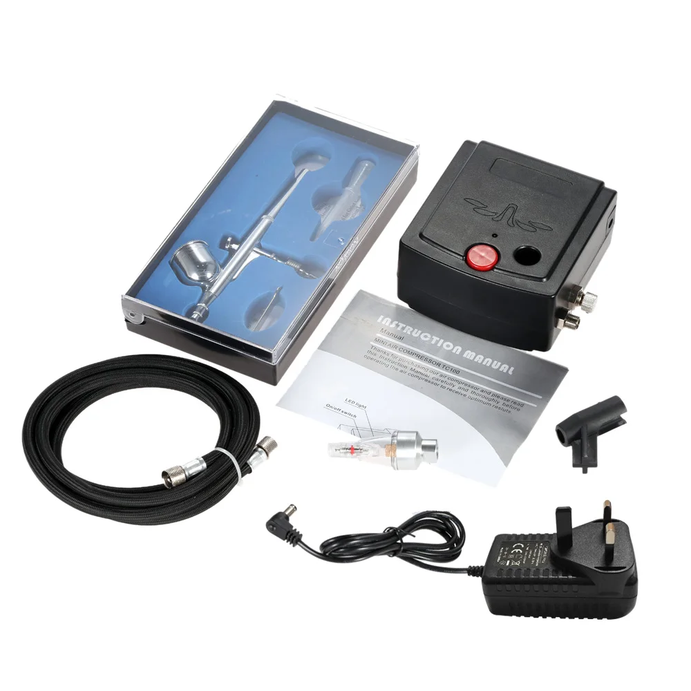 

Dual Action Airbrush Spray Gun Air Compressor Kit Art Painting Tattoo Manicure Craft Cake Spray Model Air Brush Nail Tool Set