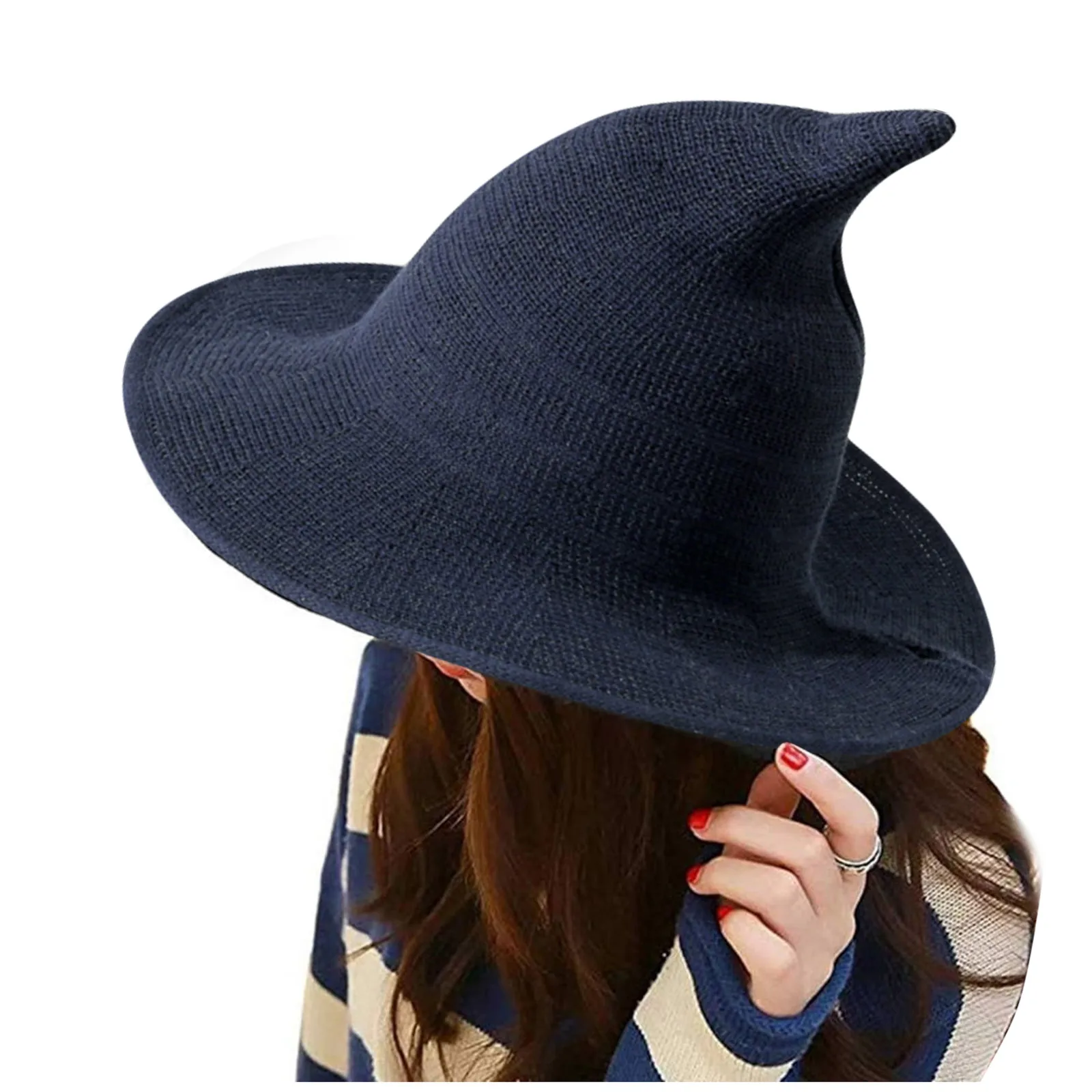 Женская кожаная шляпа ведьмы на Хэллоуин складной костюм вязаная крючком теплая