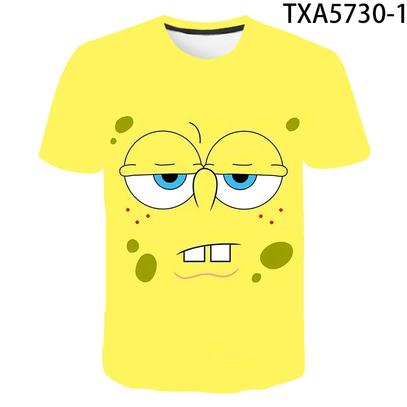 

Summer New Boy Girl T-Shirt 3d Printing Yellow Sponge Children Cartoon Animation Fashion Casual Top