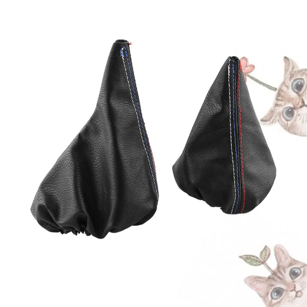 

2Pcs Leather Handbrake Cover Gear Cover Set Car Interior Accessory Covers Compatible for E36