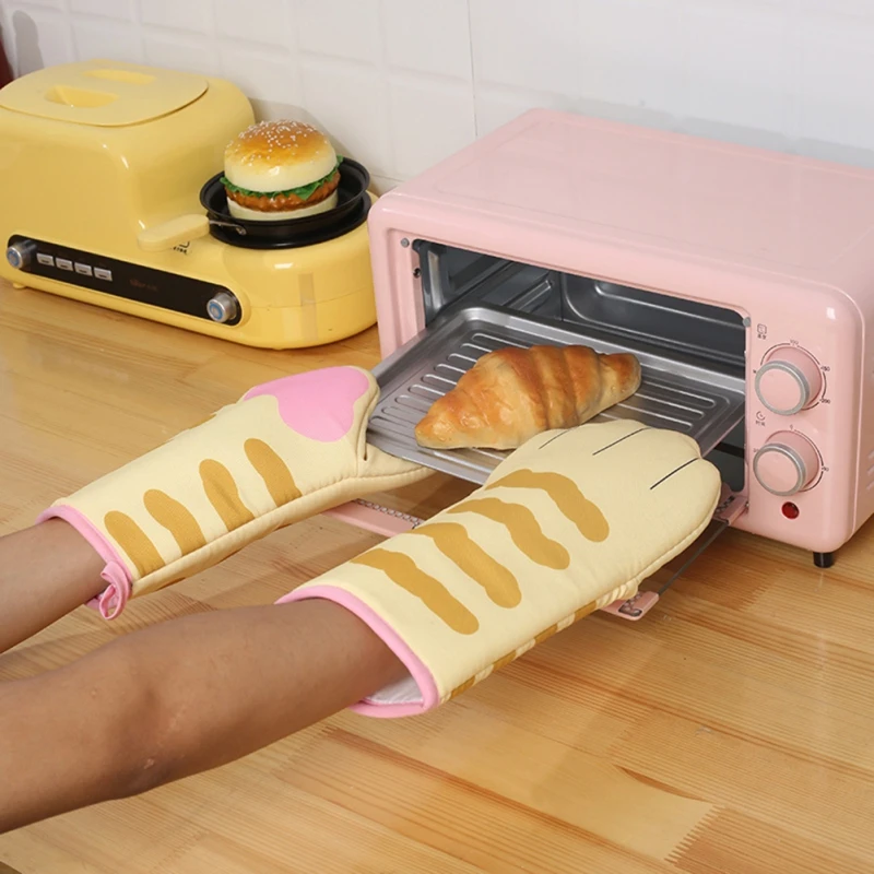 

3D Cartoon Animal Cat Paws Oven Long Mitts Microwave Heat Resistant Non-slip Gloves Cotton Baking Insulation Gloves