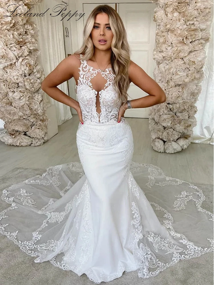 Исландия Мак Индивидуальные сексуальные свадебные платья русалки с открытой