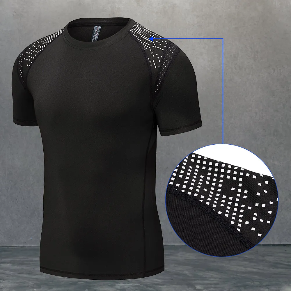 Summer Men's Compression Running T Shirt Fitness Tight Short Sleeve Training Jogging Shirts Gym Muscle Shirts Men Sports T Shirt