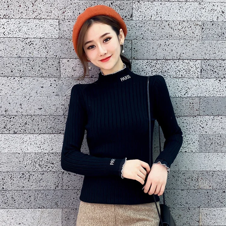 Женский трикотажный свитер-водолазка повседневный элегантный пуловер-водолазка