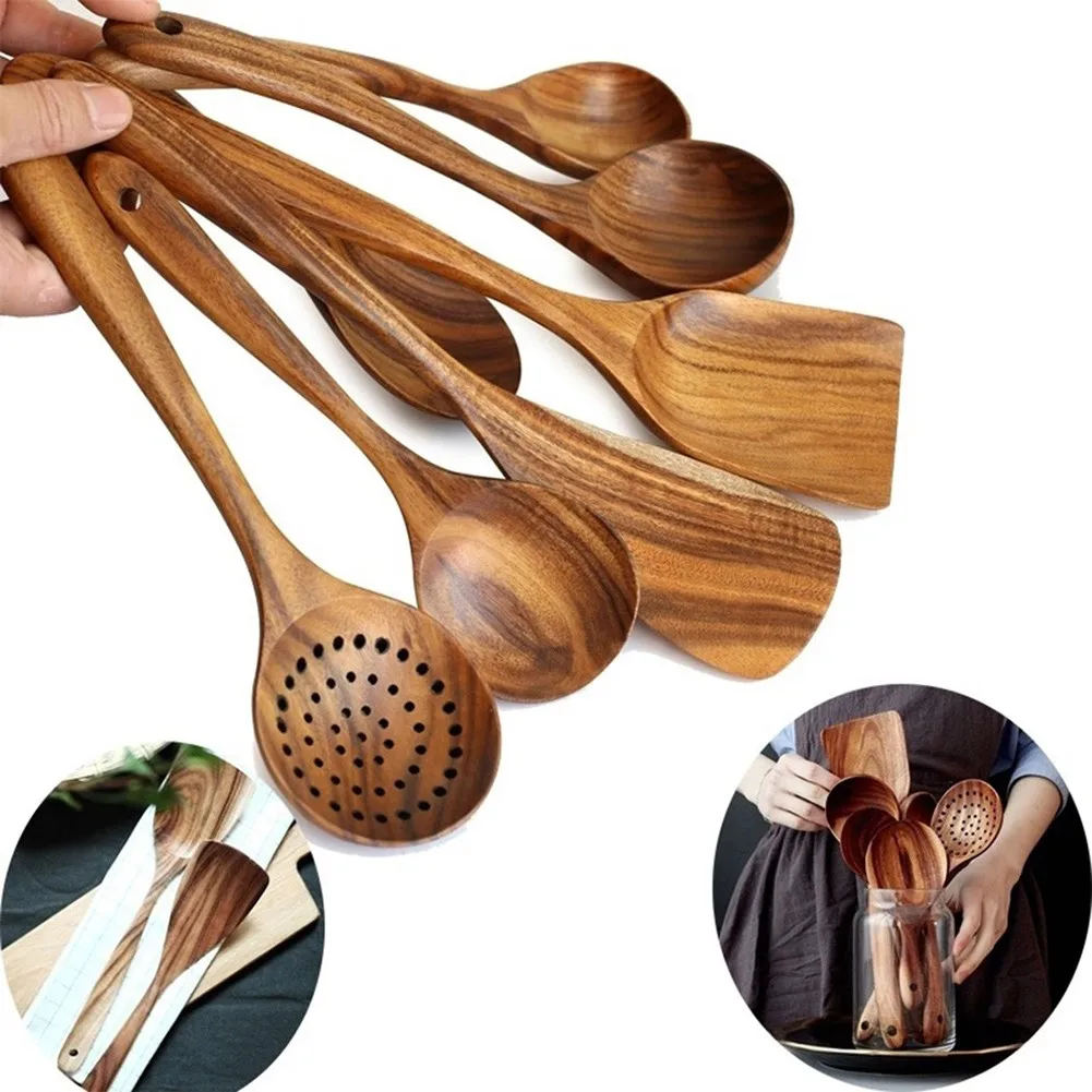 

1Pc Wooden Utensils For KitchenWooden Spoons For Cooking Wood Whisk And Salad Fork Cooking Kitchenware