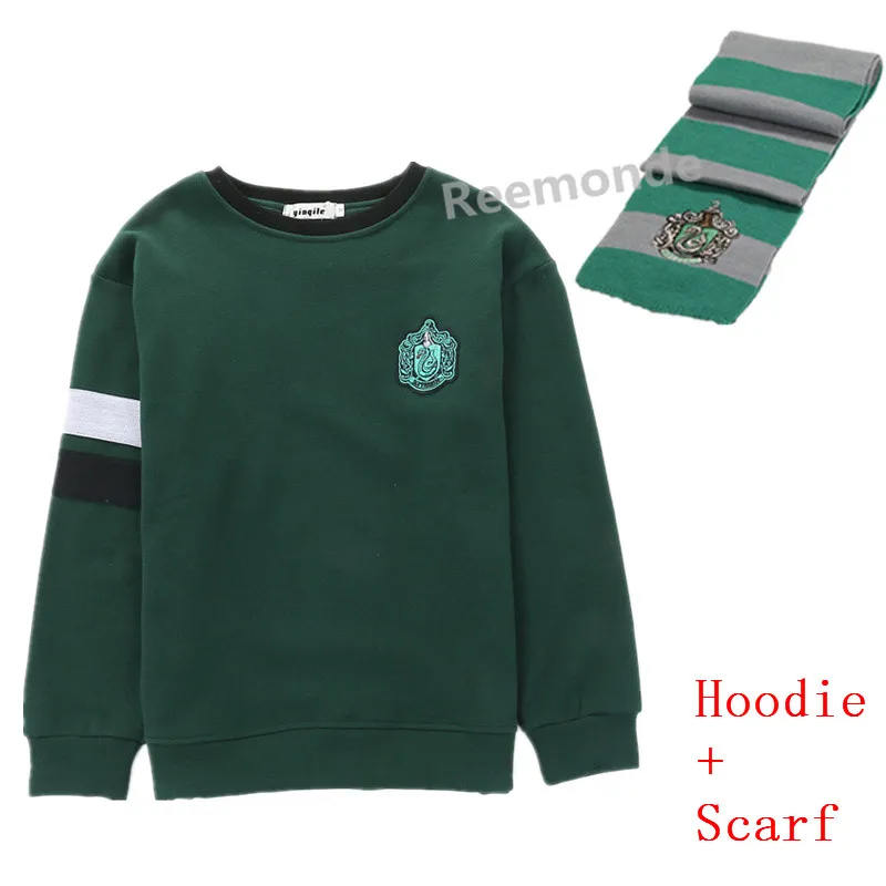 hoodie scarf Ravenclaw Толстовка Косплей Слизерин форменная Толстовка костюм Hufflepuff джемпер шарф Гриффиндор джемпер свитер Гермиона Грейнджер - Цвет: hoodie scarf