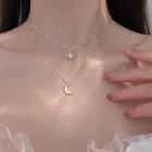Женское Двухслойное ожерелье-чокер, с цирконом, в форме Луны