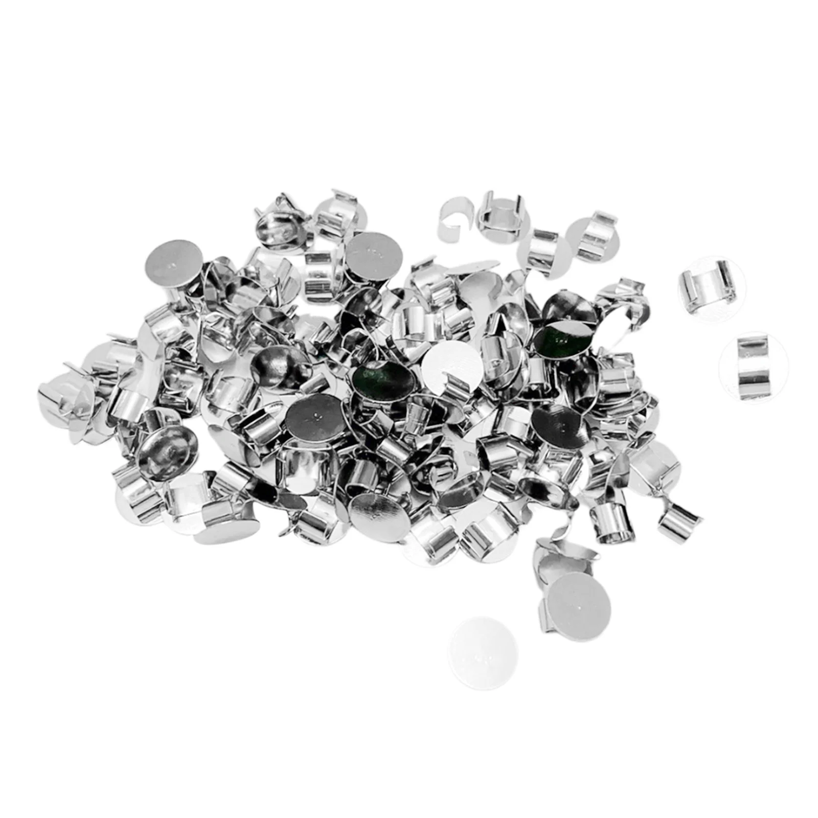 

100 Pieces Hair Clip Base 10mm Mental Silver Buckle for Hair Tie Elastic Band Rope Findings Supplies Hair Tool
