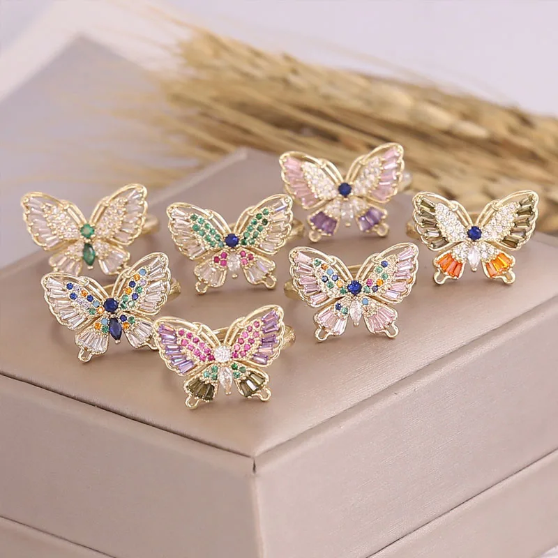 

Luxury Crystal Rings for Women 2021 Open Adjustable Shine Butterfly Rings Weddings Party Jewelry Gifts Accessories