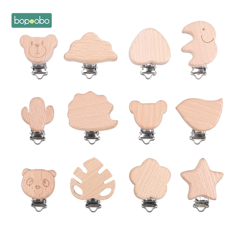 Bopoobo 20pc Pacifier Wooden Heart Clip Baby Teether Ecofriendly Crafts  Wooden Dummy Clips For Baby Newborn Dummy Clip Chains