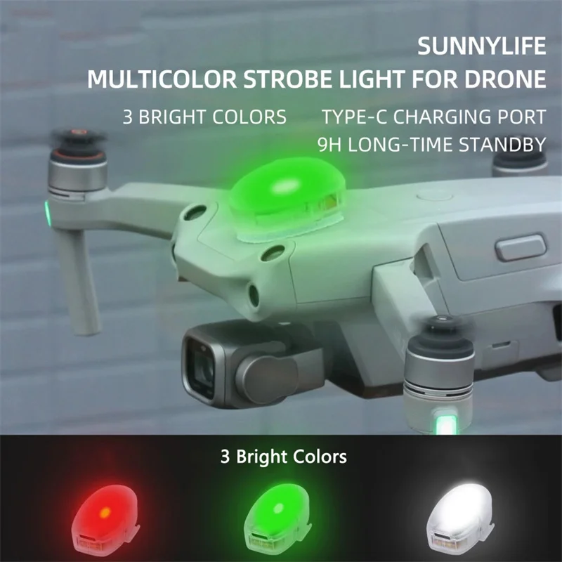 

New Sunnylife Drone Strobe Lights Anti-Collision 3 Colors/4 Modes Chargeable Night Lamp For DJI Mini SE/2/AIR 2S/DJI FPV/MAVIC 2