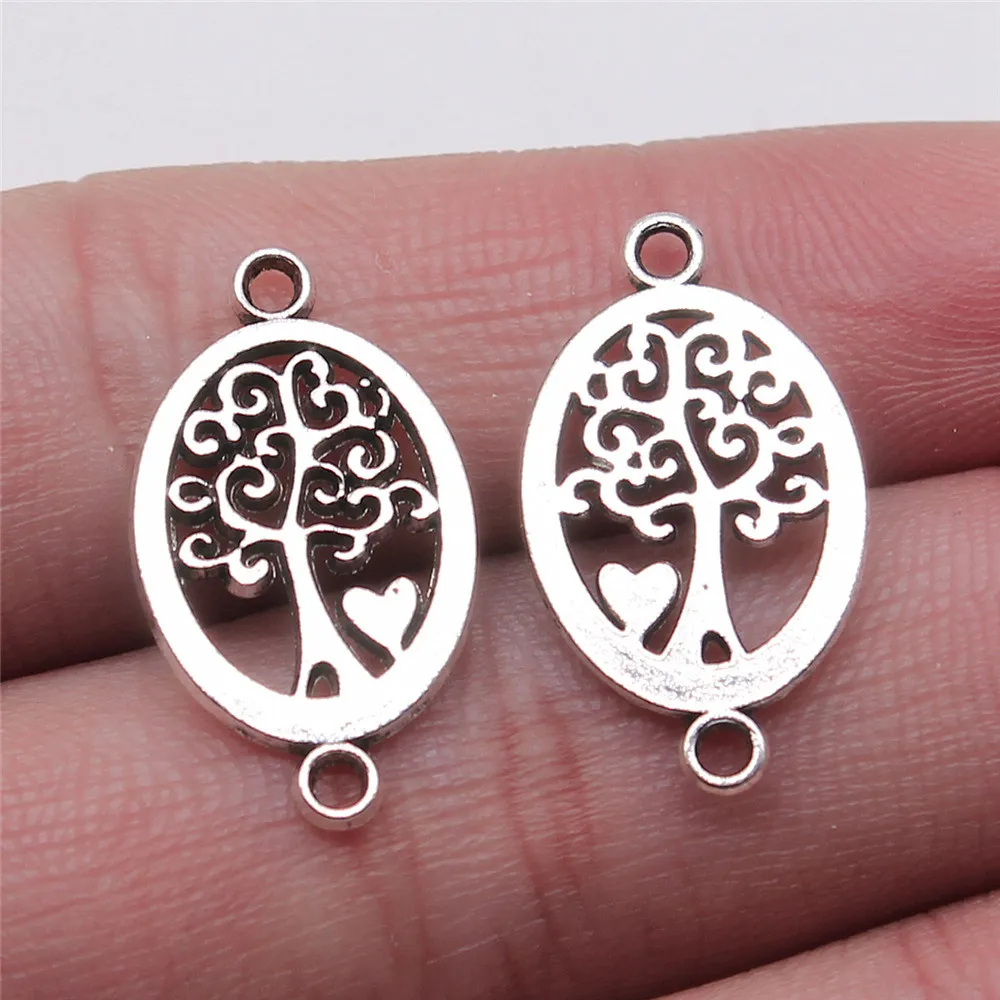 

Charms For Jewelry Making Bulk 10pcs Oval Tree Love Connector Charms 13x23mm