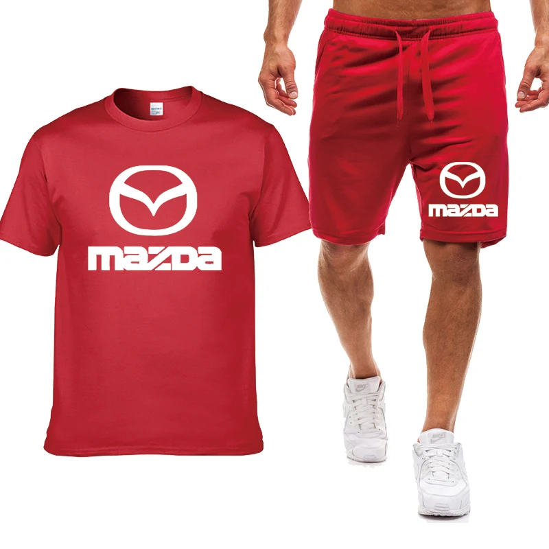 

Мужская футболка и шорты с логотипом автомобиля Mazda, комплект из футболки и шортов с 3D-принтом, Модный Спортивный Повседневный костюм для от...