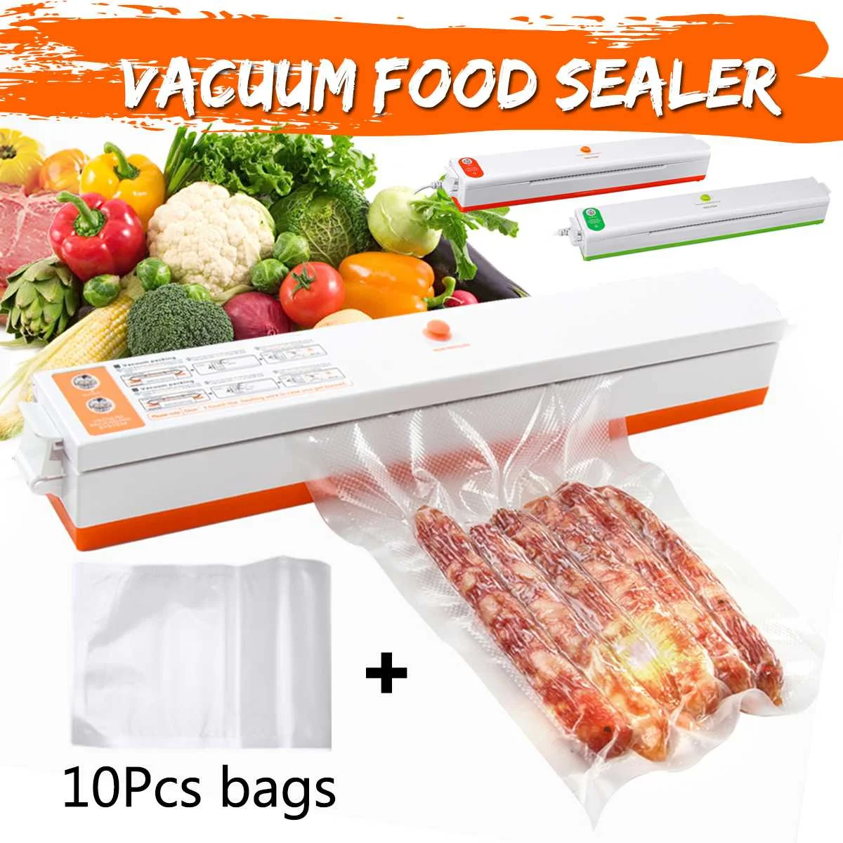 

220V Vacuum Food Sealer Machine Vacuum Sealing Machine Film Container Household Food Sealer Saver Include with Vacuum Packer