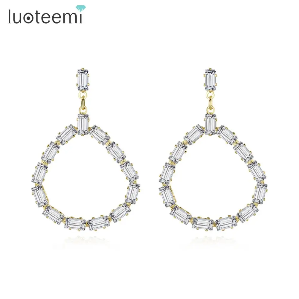 Женские серьги капельки LUOTEEMI с кубическим цирконием модные ювелирные украшения