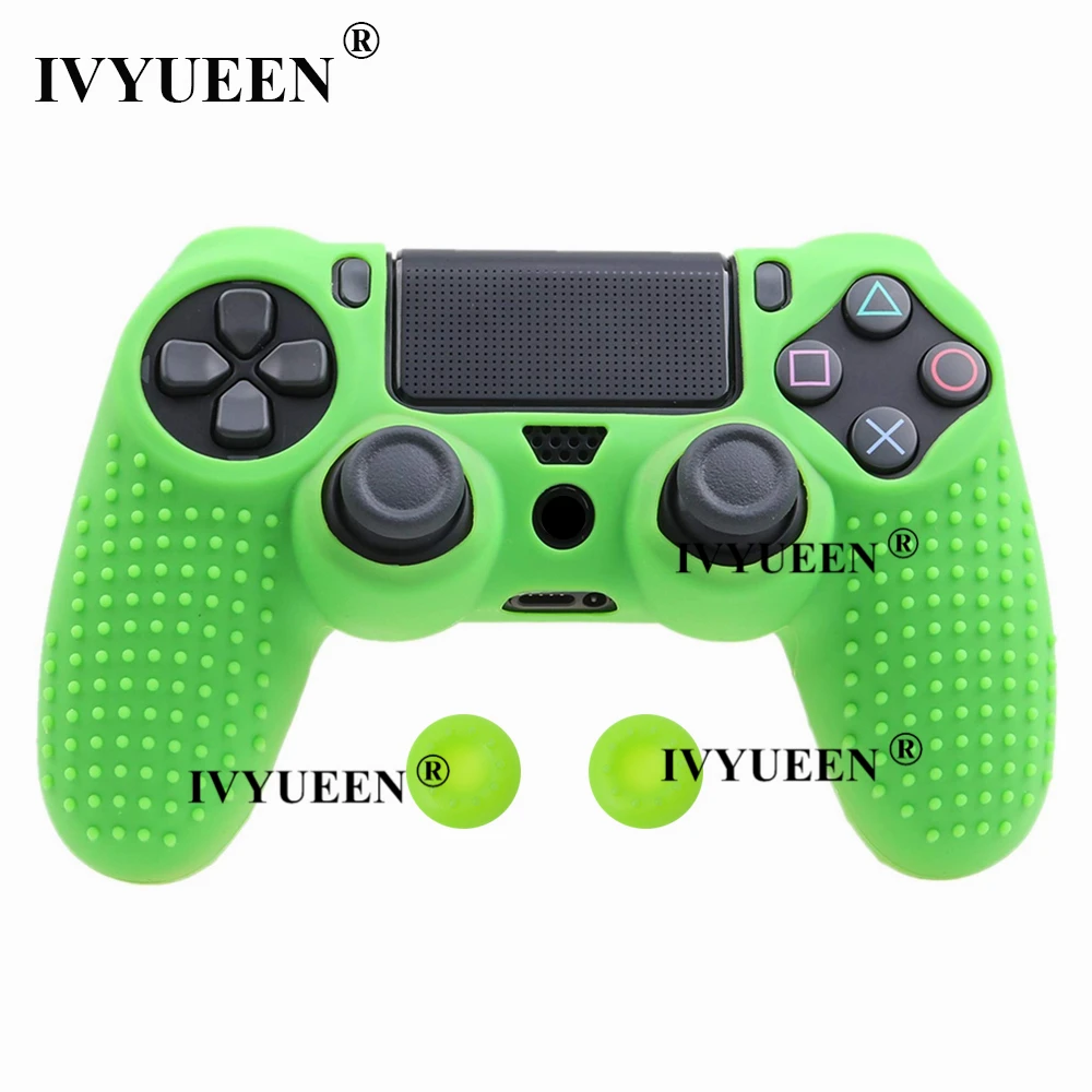 IVYUEEN 25 цветов Противоскользящий силиконовый чехол для sony playstation Dualshock 4 PS4 DS4 Pro тонкий контроллер и ручка - Цвет: Green