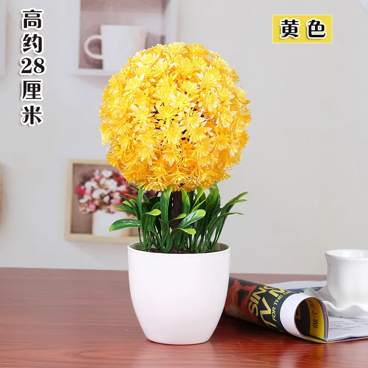 

Artificial Flower Potted Set Desktop Fake Plants Bonsai Plastic Vase Fake Flower Wedding Christmas Decoration for Home Gift