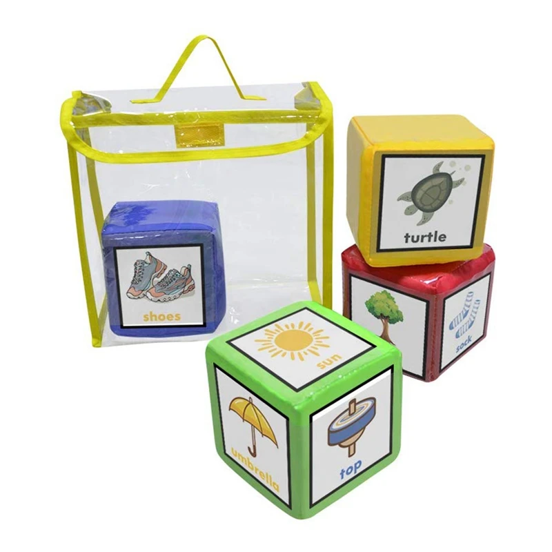 2021 New Hot DIY Education Playing Dice, Pocket Squares ,Photo Pocket Foam Stacking Blocks - Set Of 4