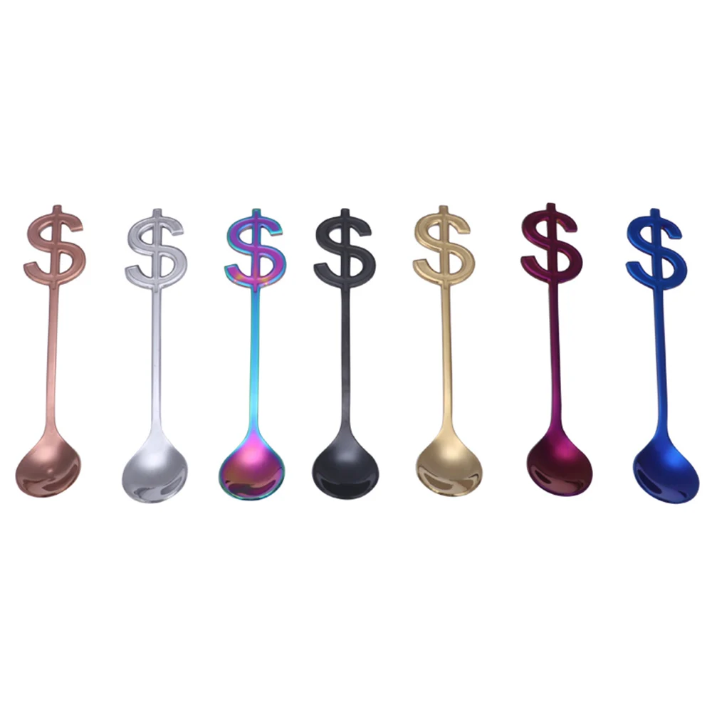 1 шт. цветная ложка из нержавеющей стали в виде доллара креативная для молока кофе