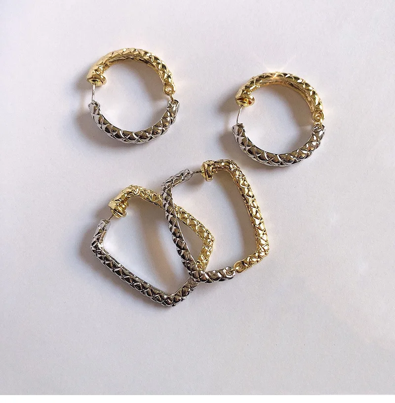 

Винтажные серьги, готические металлические Геометрические Квадратные серьги для женщин, ювелирные изделия, Золотые серьги-кольца в клетку,...