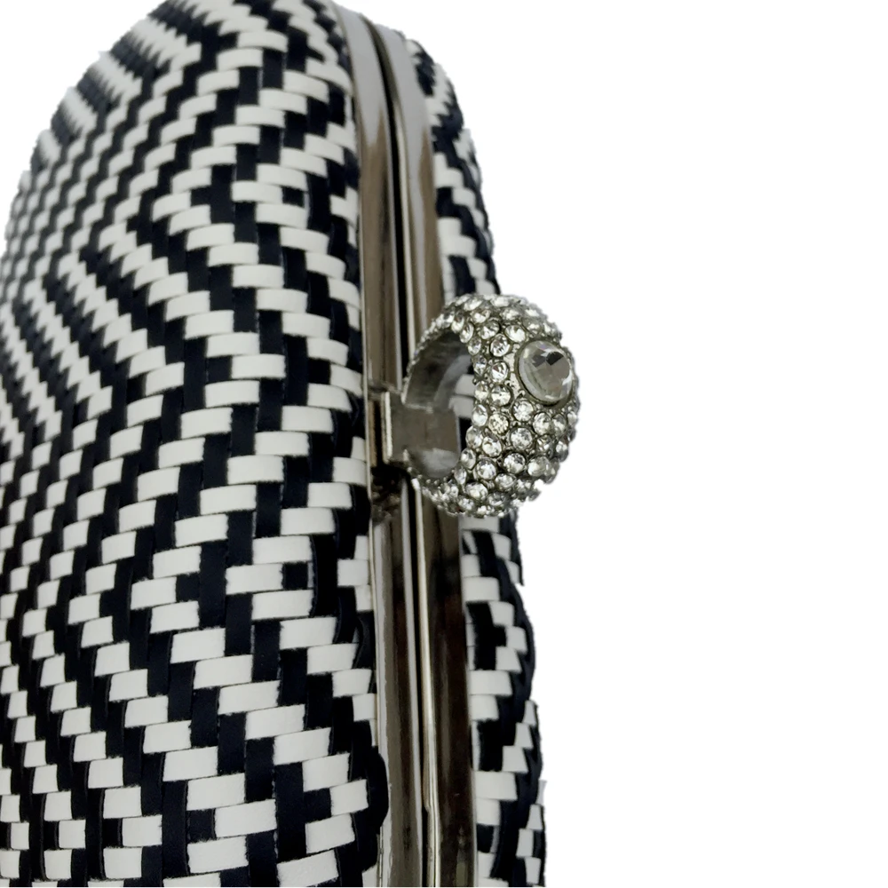 Женская вечерняя сумка ROOGLI Классическая черно белая плетеная Сумка клатч