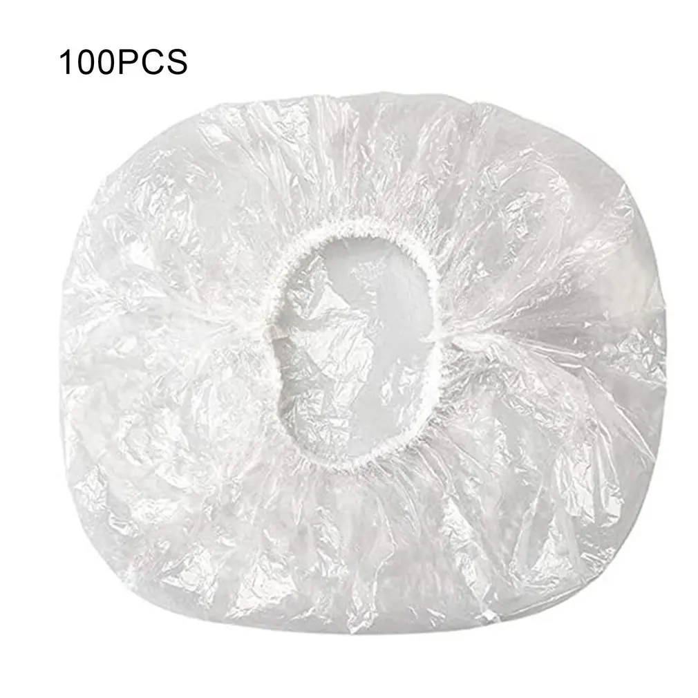 

100PCS disposable shower caps Disposable shower cap transparent elastic plastic for bathroom spa hotel and hair salon