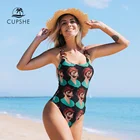 CUPSHE Цельный купальник с o-образным вырезом и мультяшным принтом для женщин, сексуальная пляжная одежда, монокини, 2022, пляжные купальные костюмы, купальники