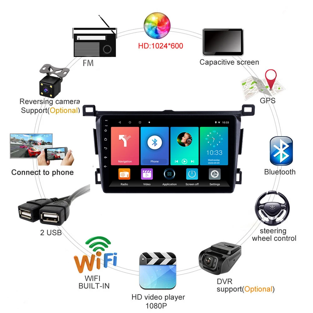 2 Din Android автомобильный мультимедийный плеер для Toyota RAV4 Rav 4 2013 2014 2015 2016 2017 2018 стерео