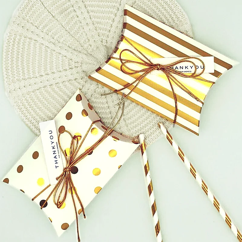 Подарочная коробка для конфет и печенья в форме подушки соломенная упаковка